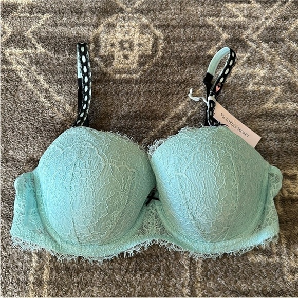 NWT Victorias Secret Dream Angels Lightly Lined Ribbon Slot Demi Bra 38D Opal - Picture 1 of 7